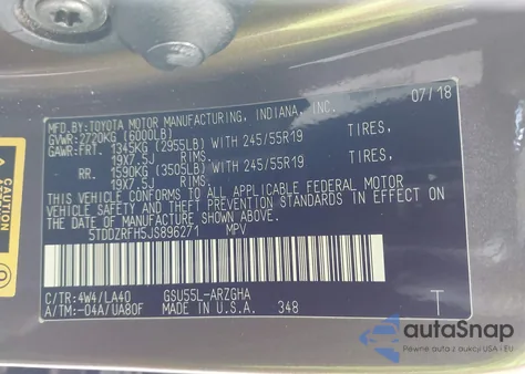 2018 Toyota Highlander Limited Platinum из США, поврежденный, VIN 5TDDZRFH5JS896271